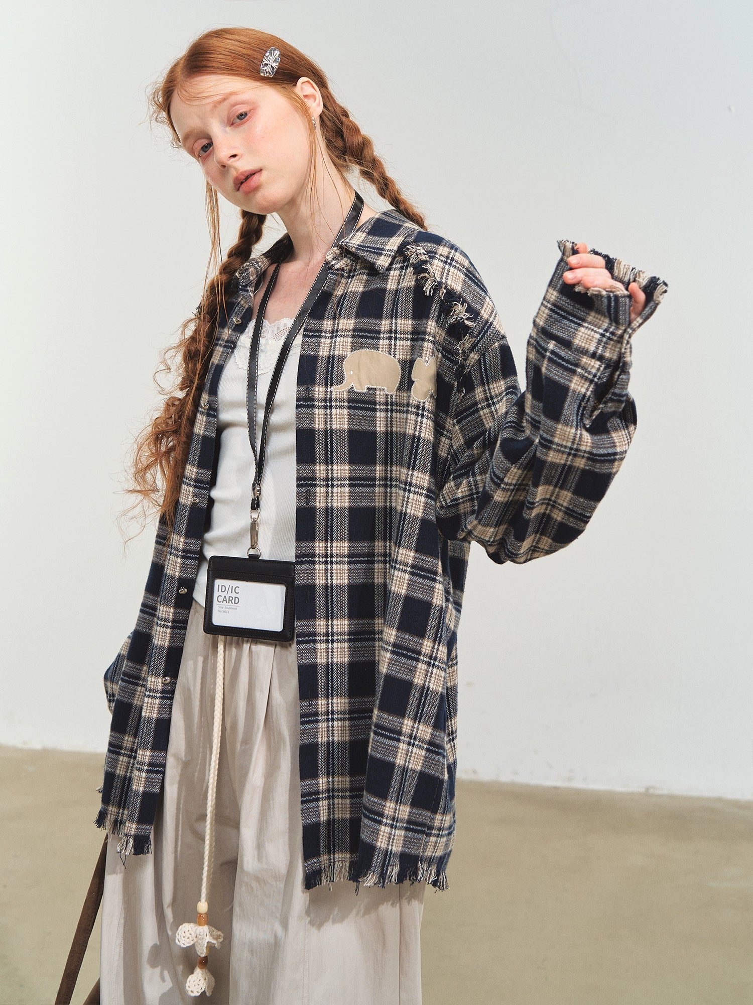 Blue & Red Fringed Plaid Shirt