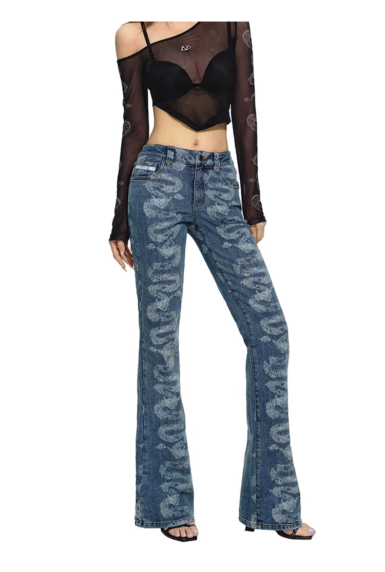 Blue Low-Waist Skinny Straight-Leg Jeans