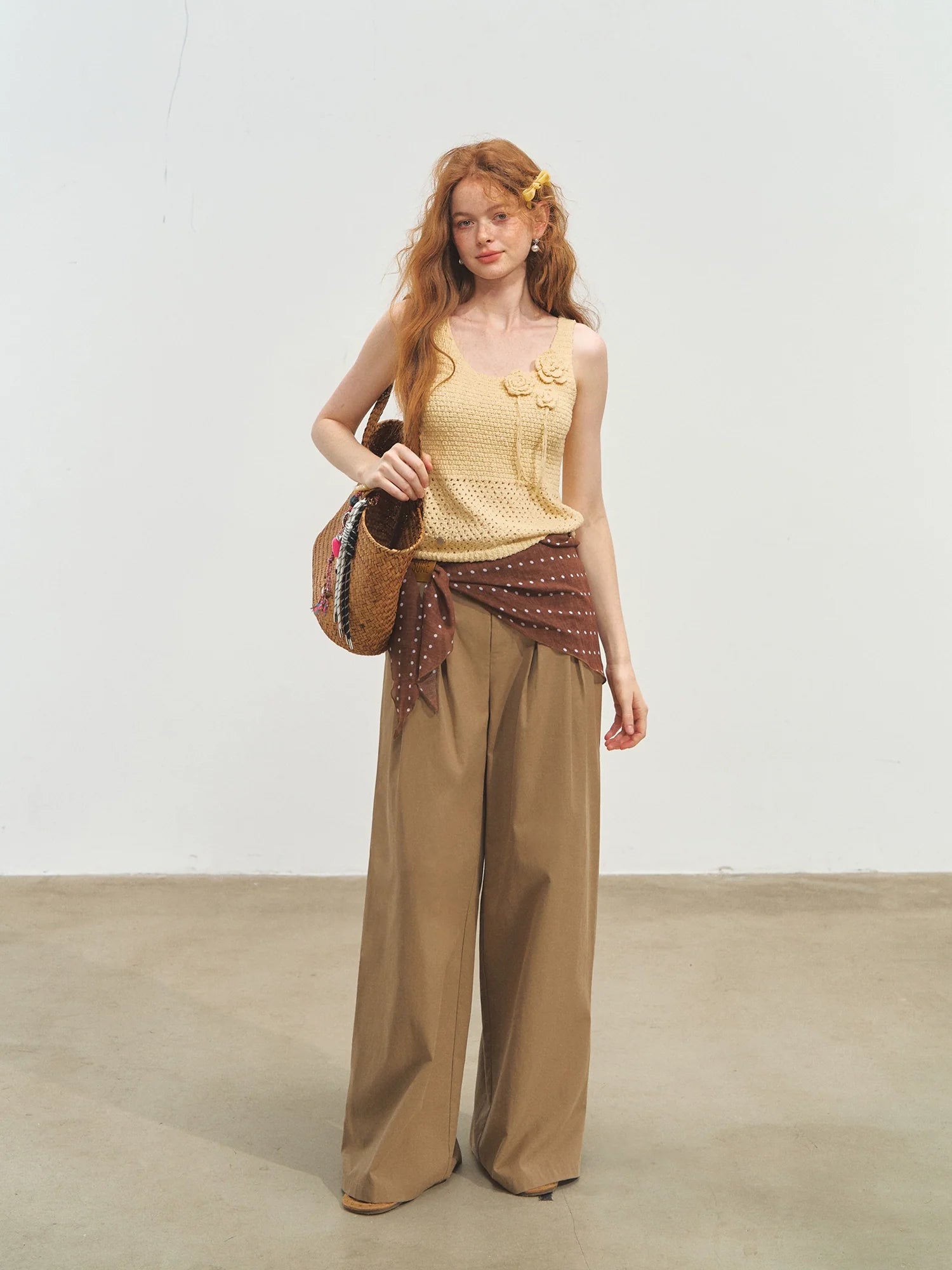 Straight-leg Floor-length Layered Wide-leg Pants