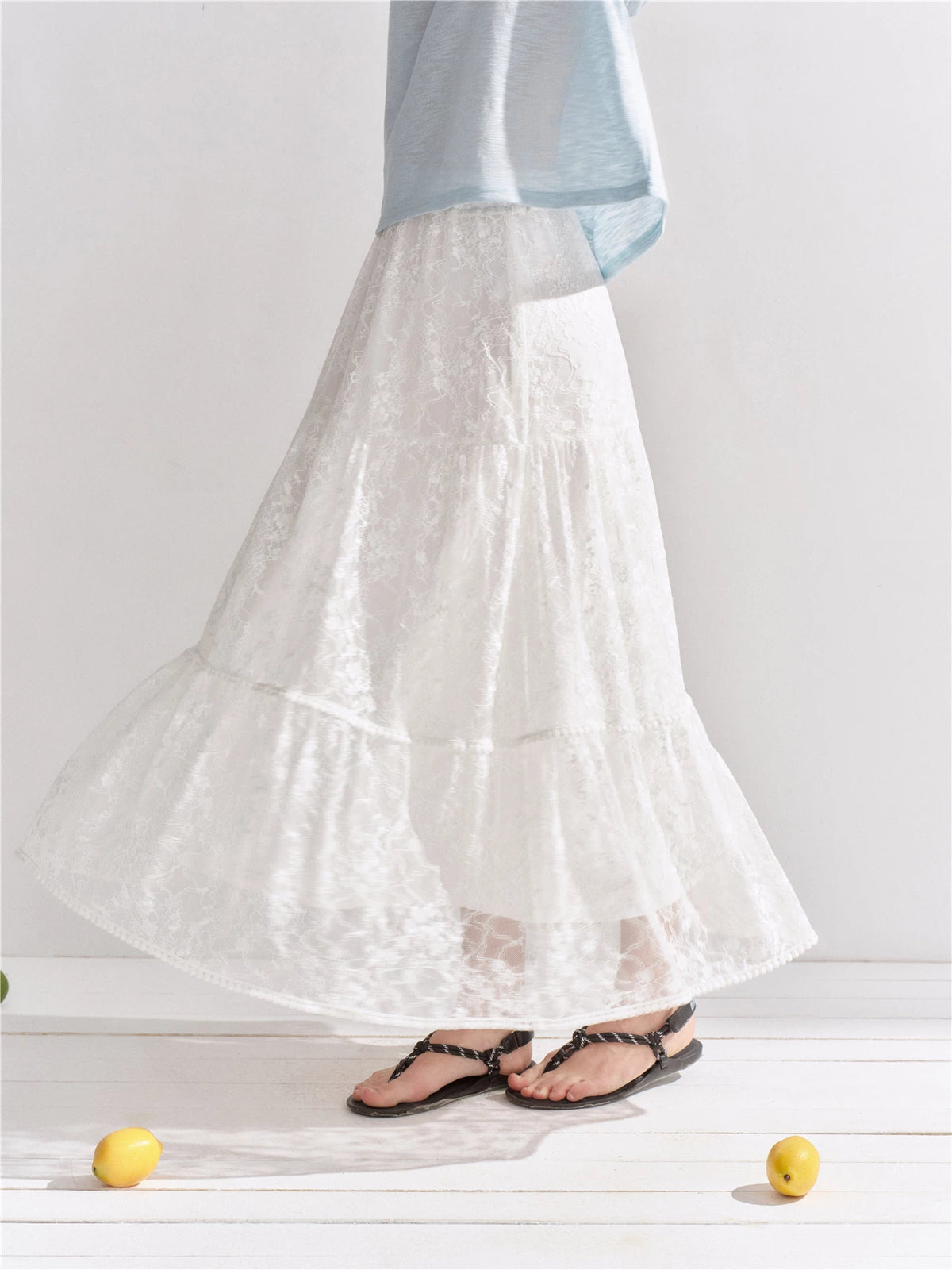 Lace Tiered Maxi Skirt