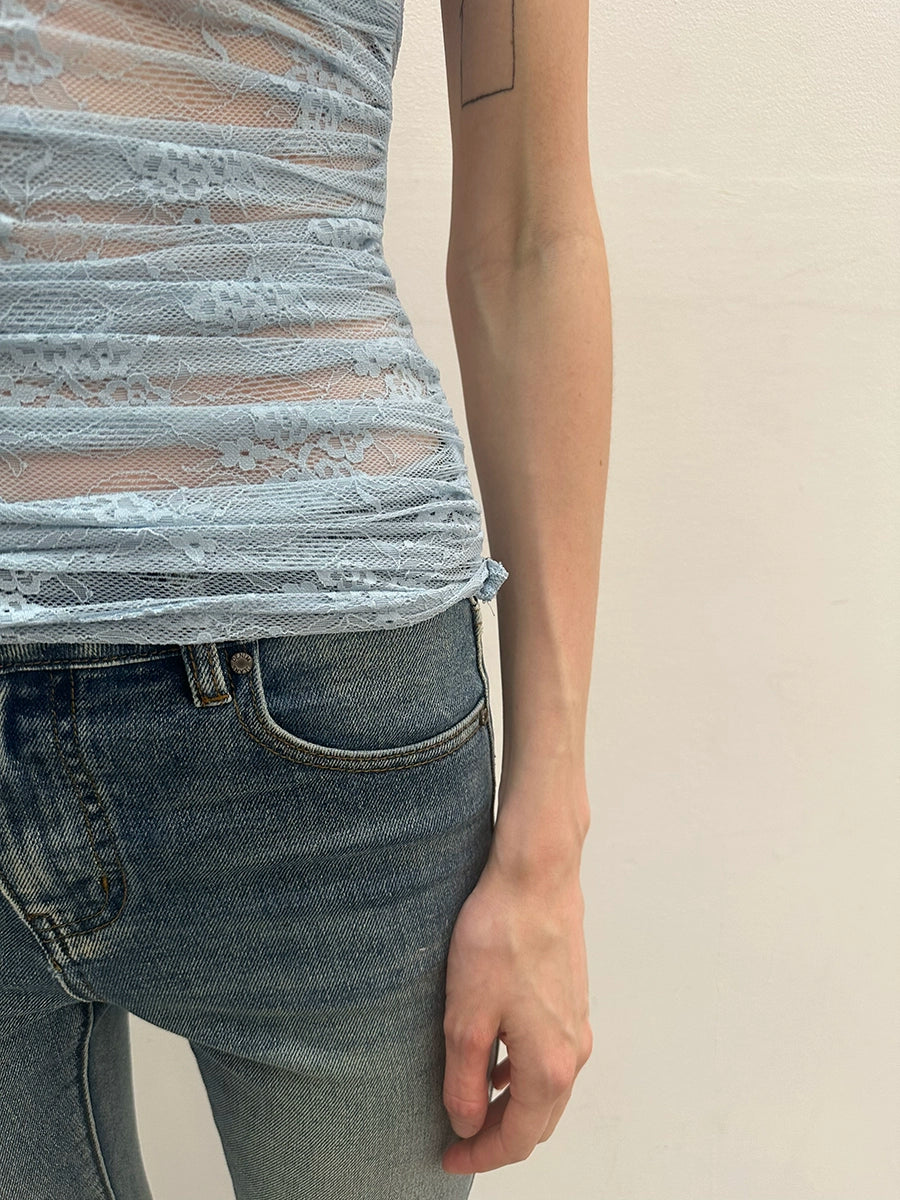 Lace Bow Cross Halter Camisole