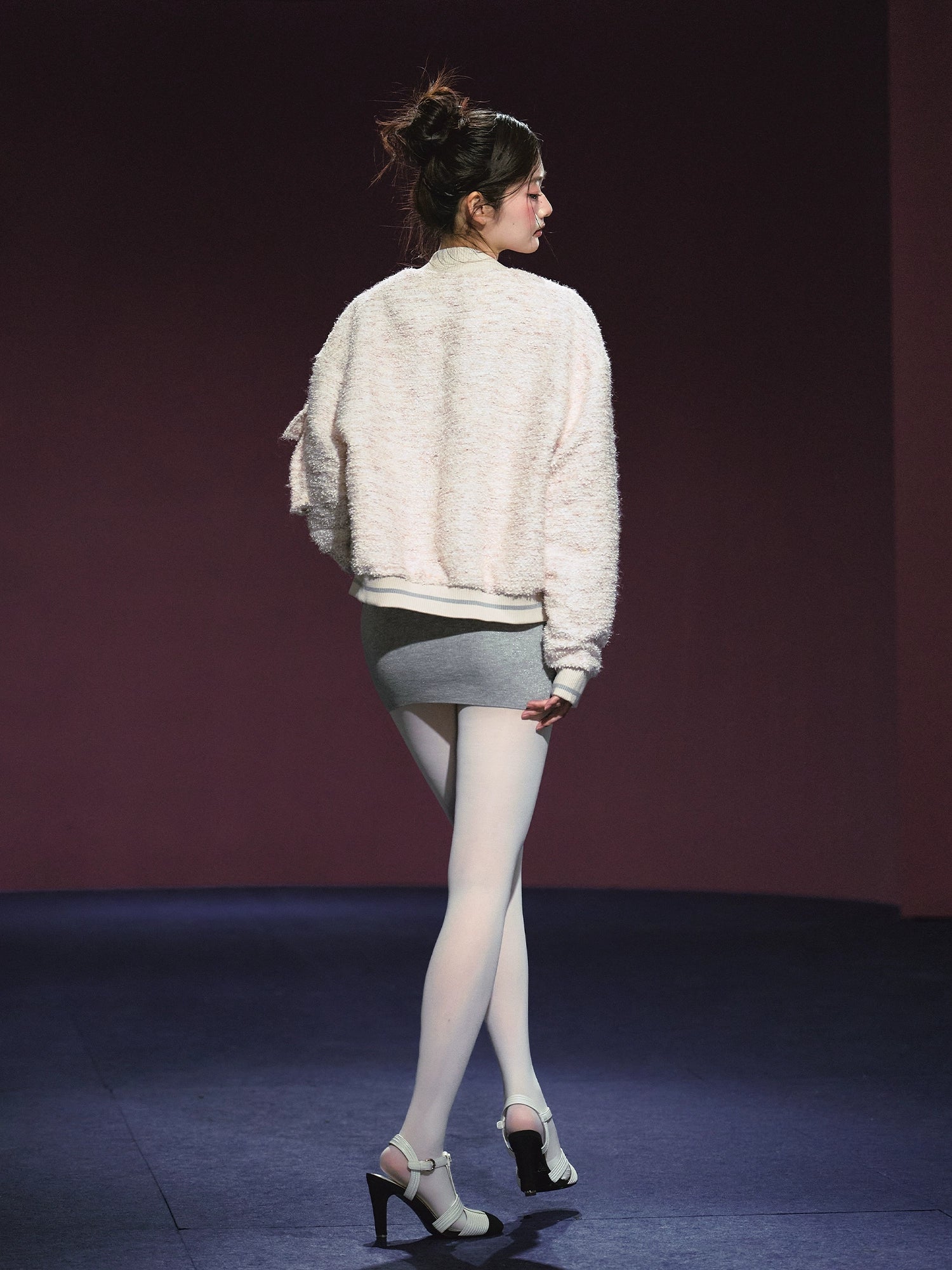 Tweed Textured Drop-shoulder Jacket & Dress Set