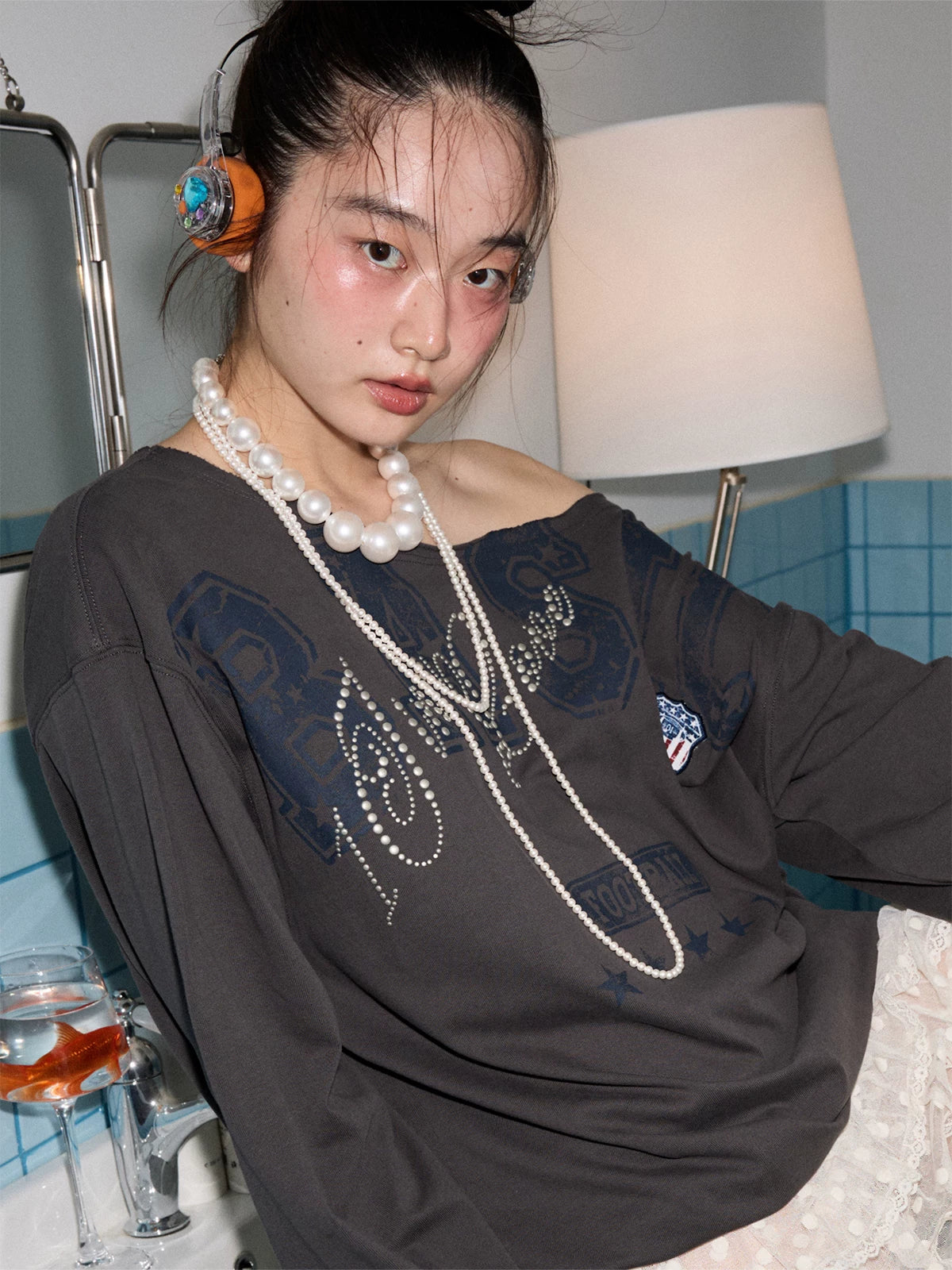 Long Pearl Chain Necklace