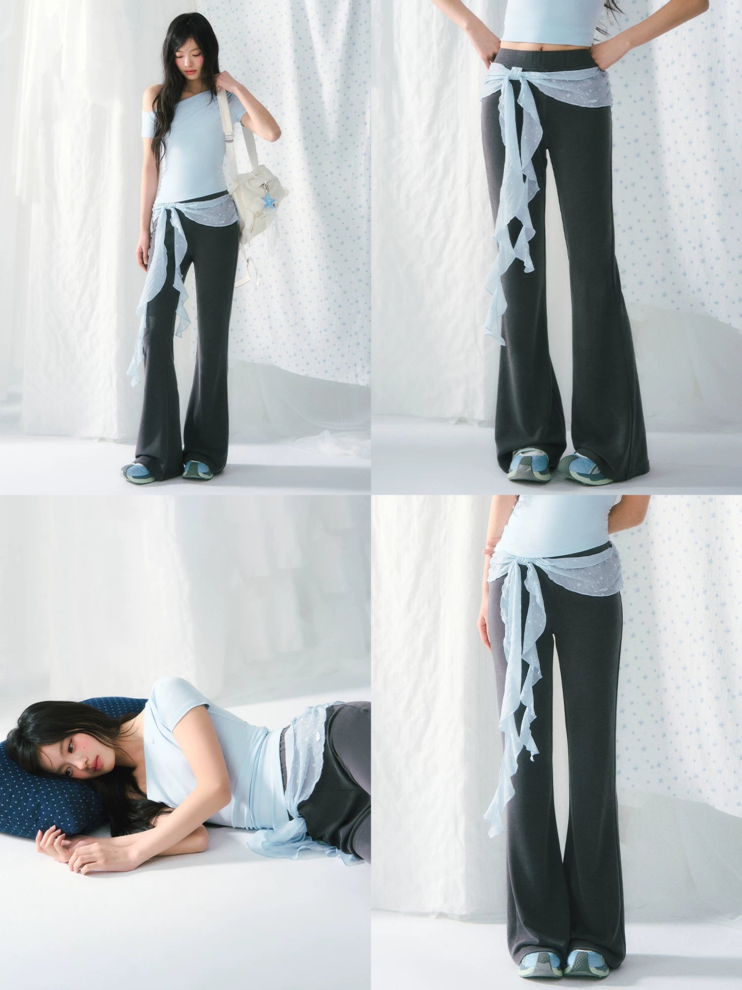 Ribbon Detail Flared Pants
