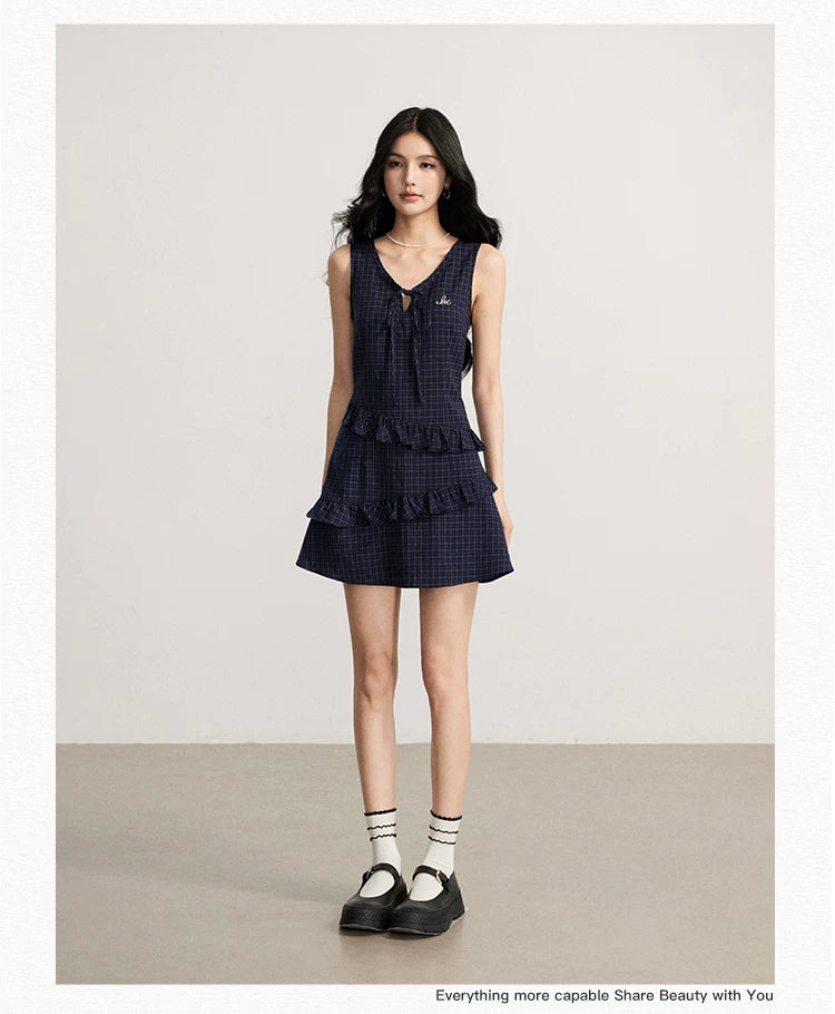 Plaid Ruffle Pinafore Dress