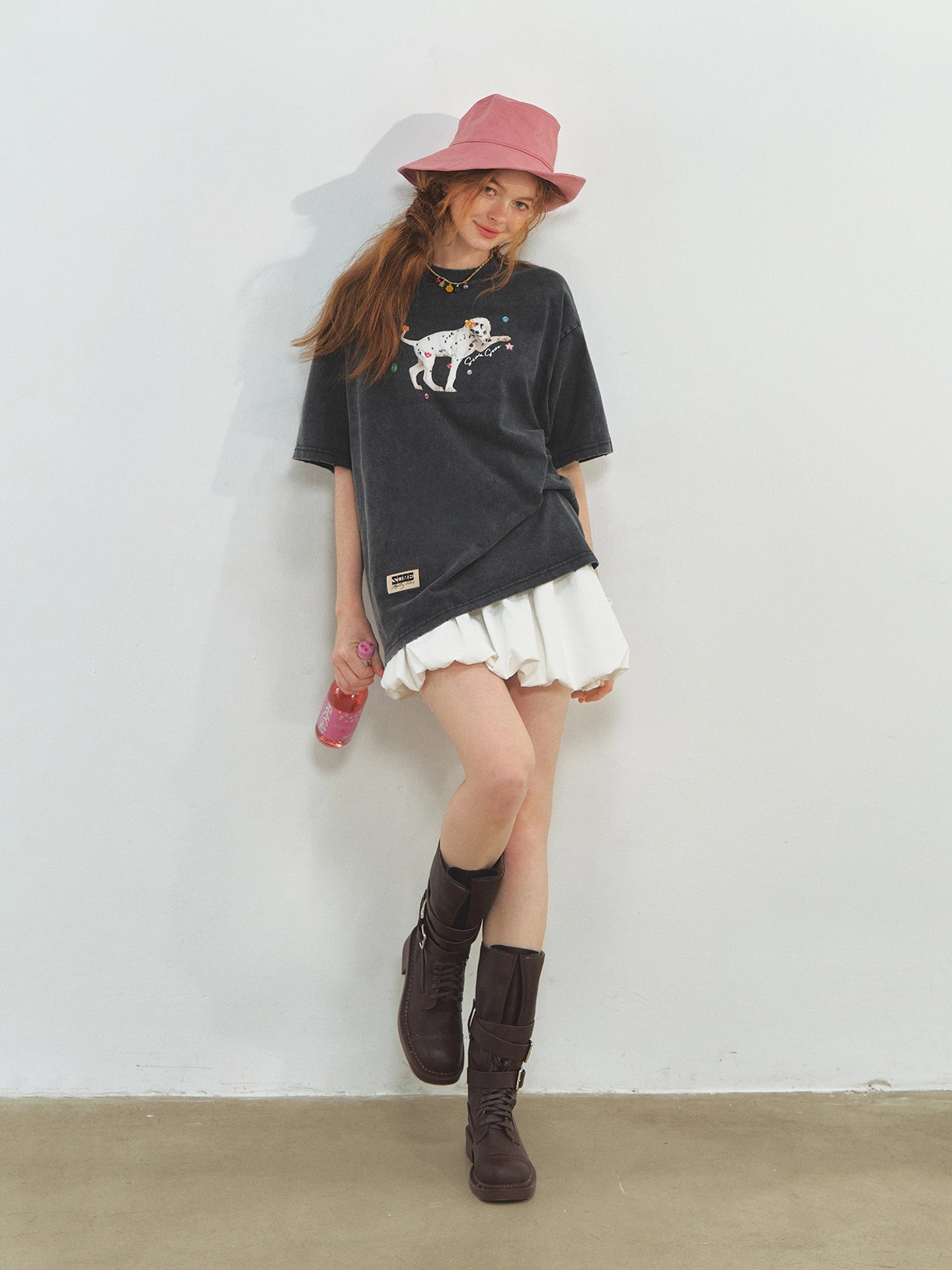 Spotted Puppy Printed Short Sleeve T-shirt