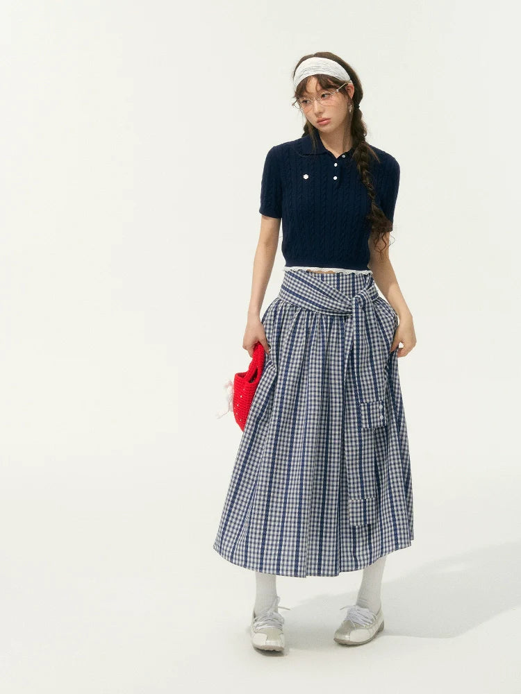 Plaid Mid-Length High-Waisted A-Line Skirt