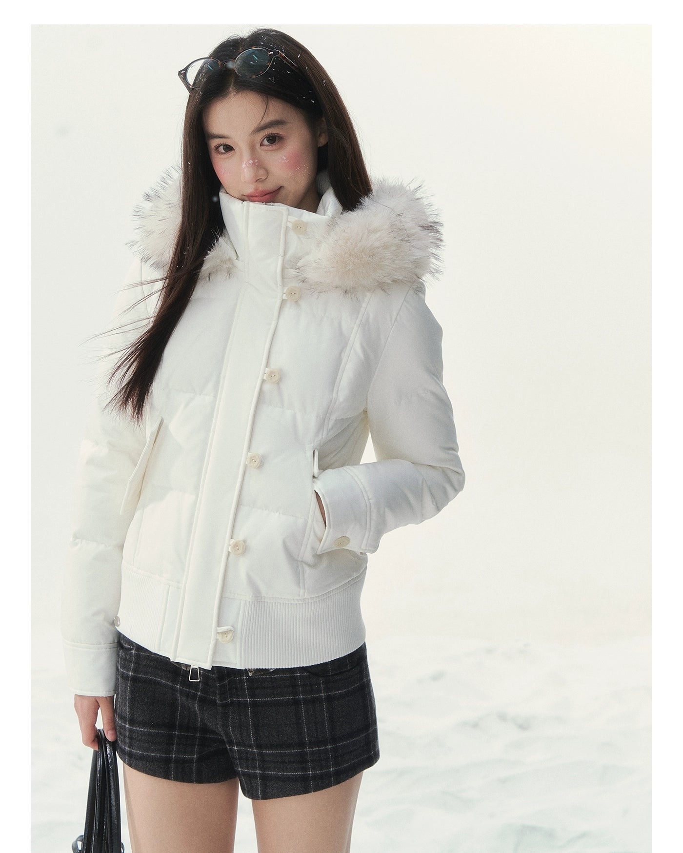 "Snowbound Realm" White Down Puffer Jacket