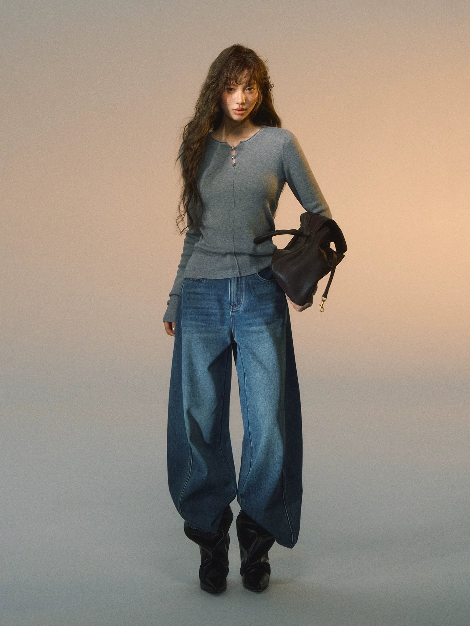 Stripe Button Rib Top