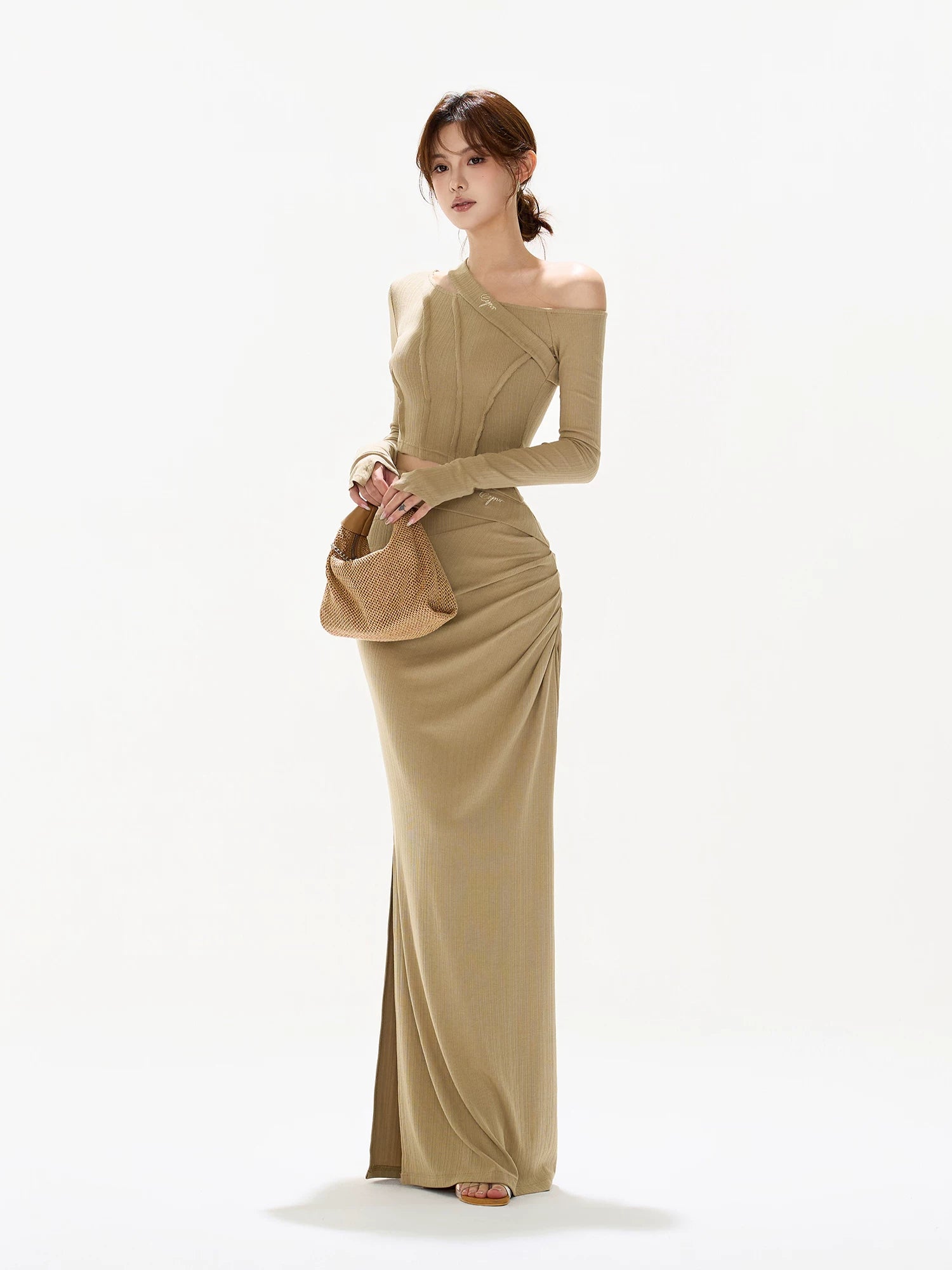 Asymmetric Knit Top & Skirt Set