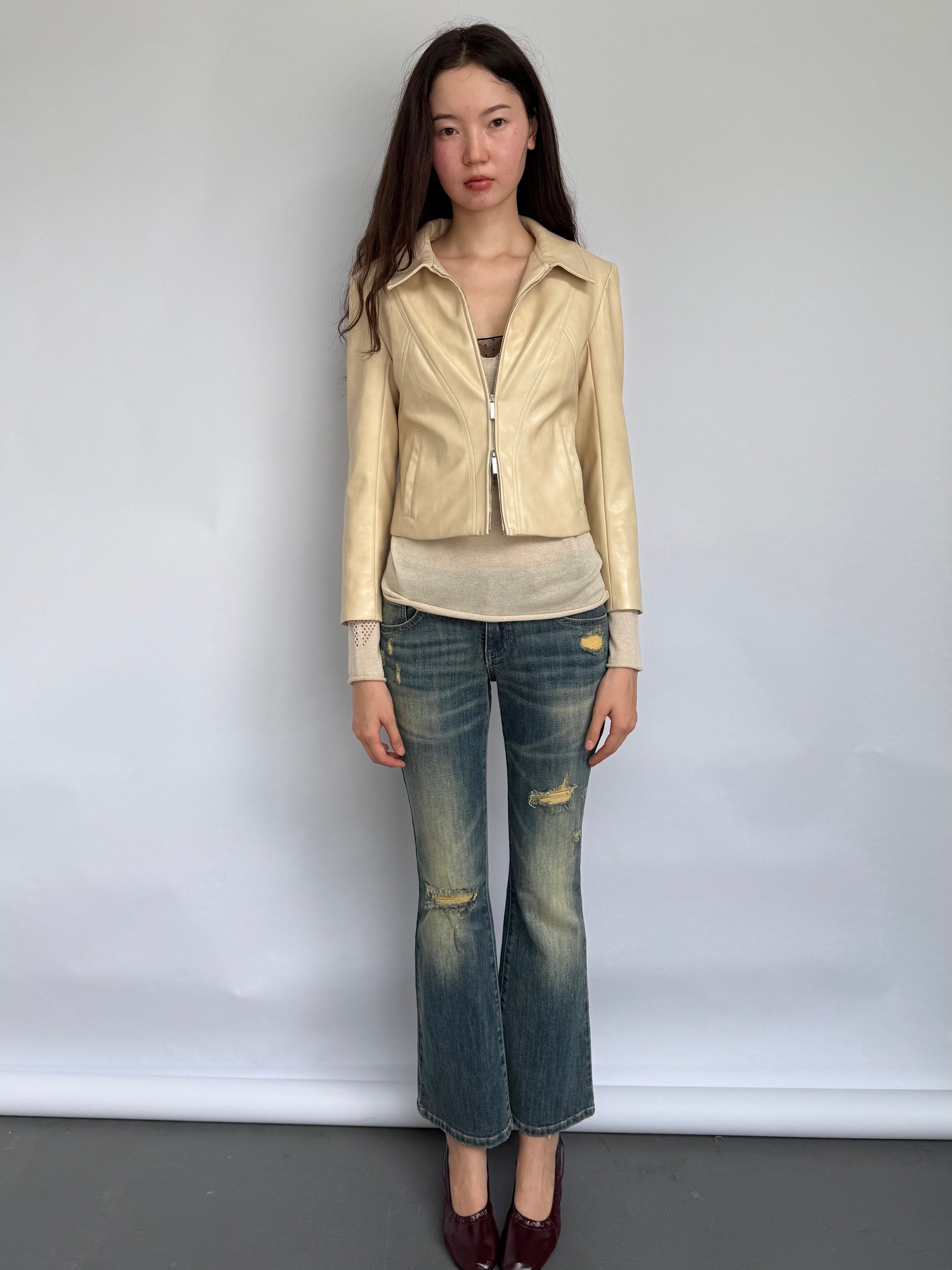 Pale Yellow PU Jacket
