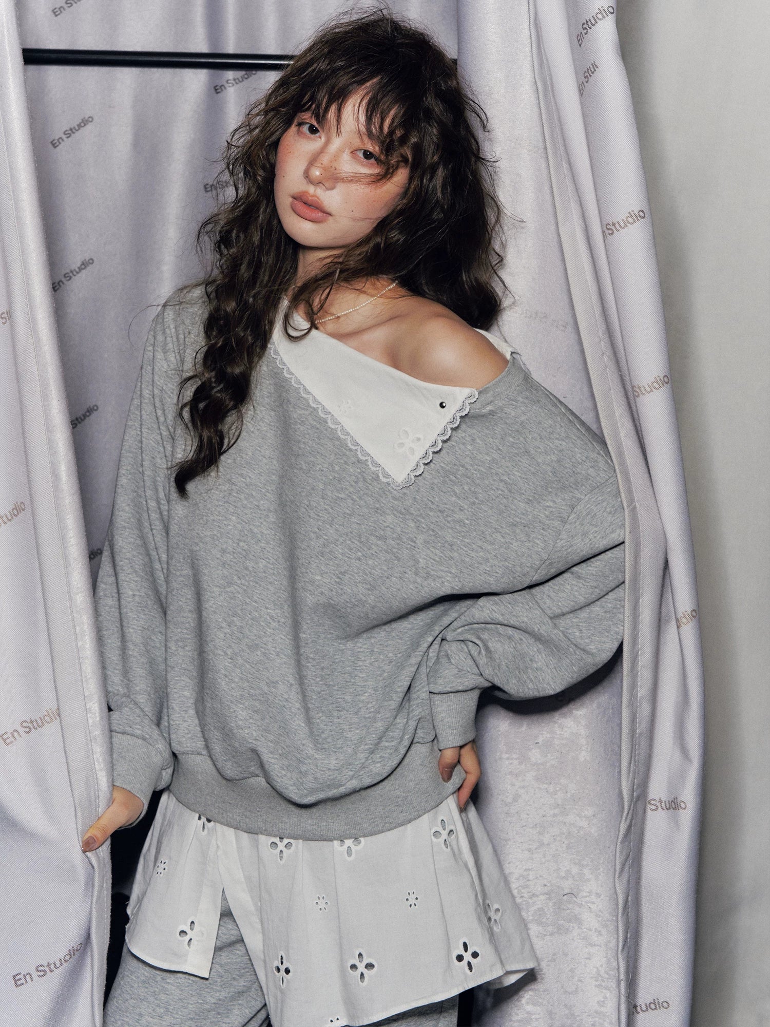 Detachable Collar Sweatshirt Set