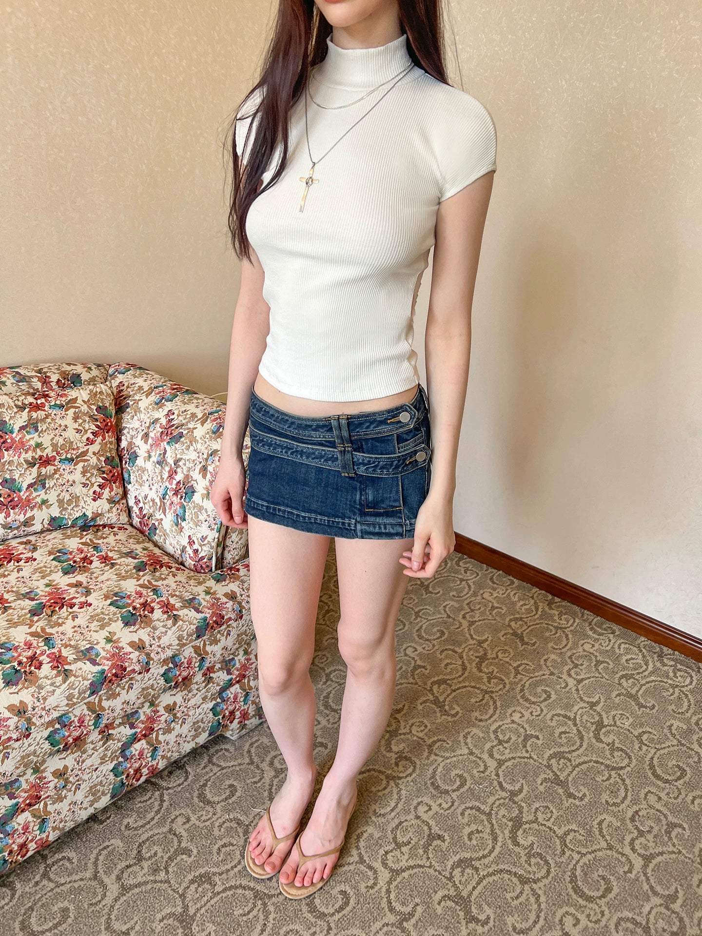 Mock Neck Knit Tee