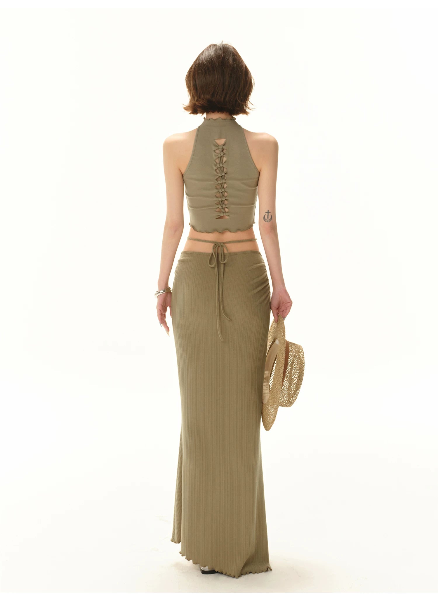 Twisted Halter Top & Skirt Set