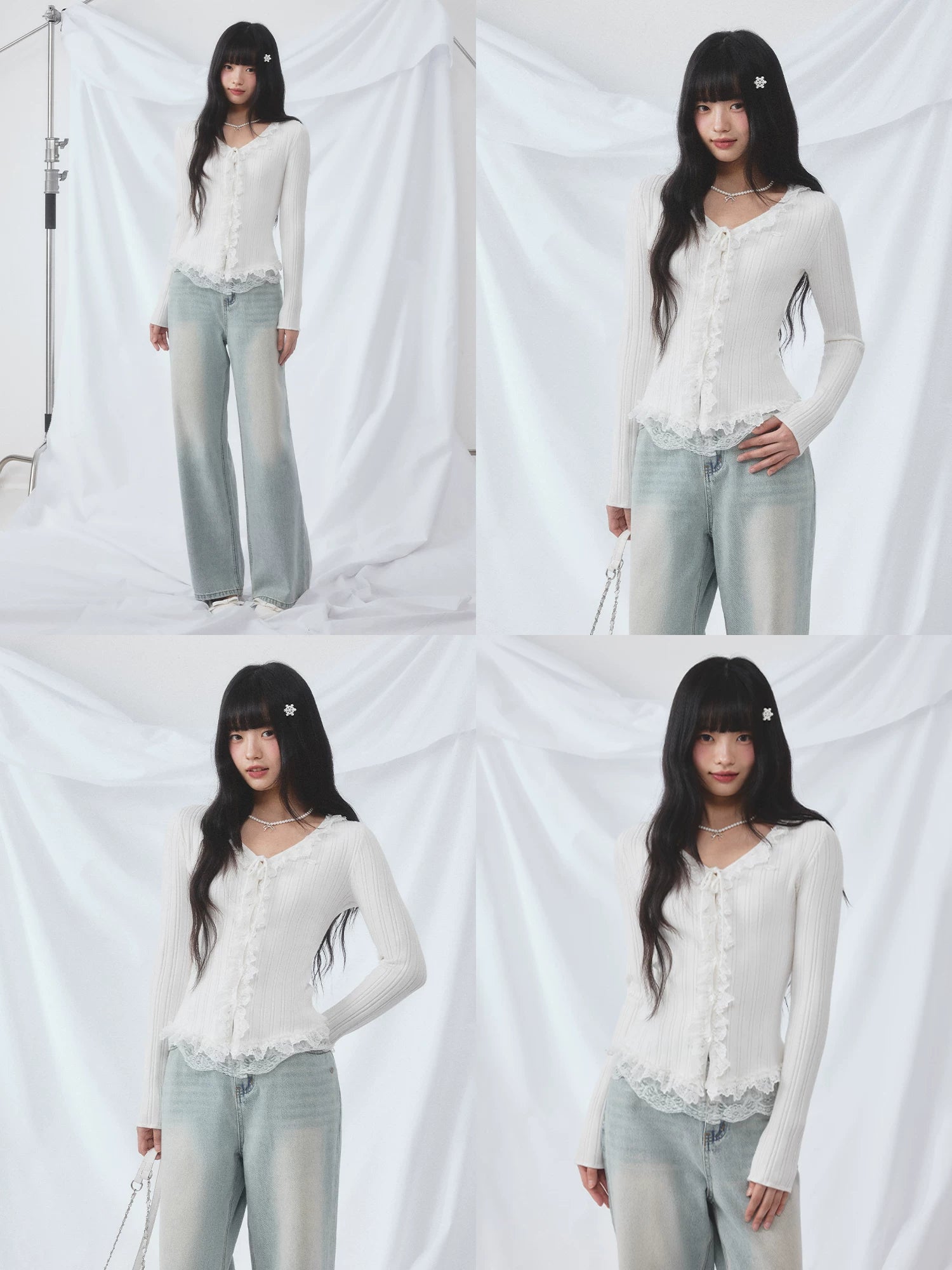 Lace Trim Knit Top