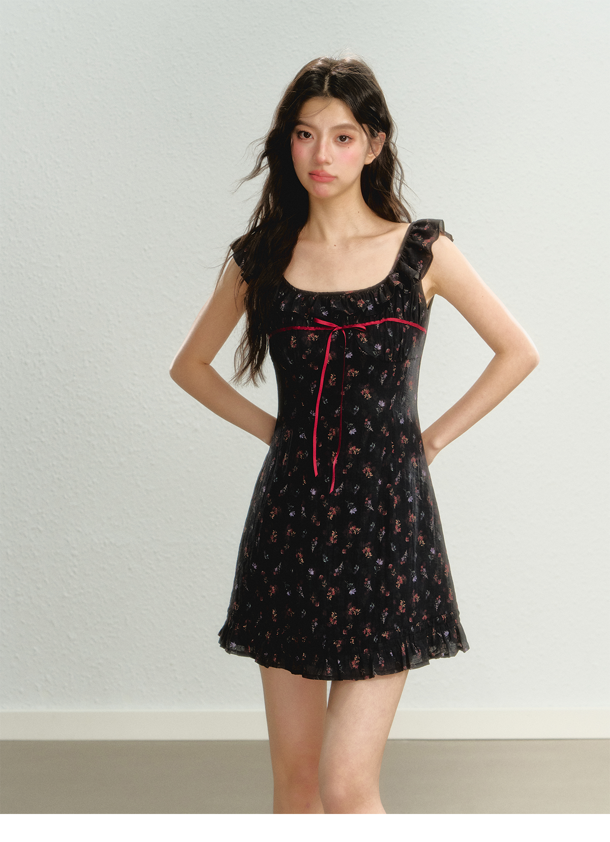 Flutter Sleeve Strap Floral Dress