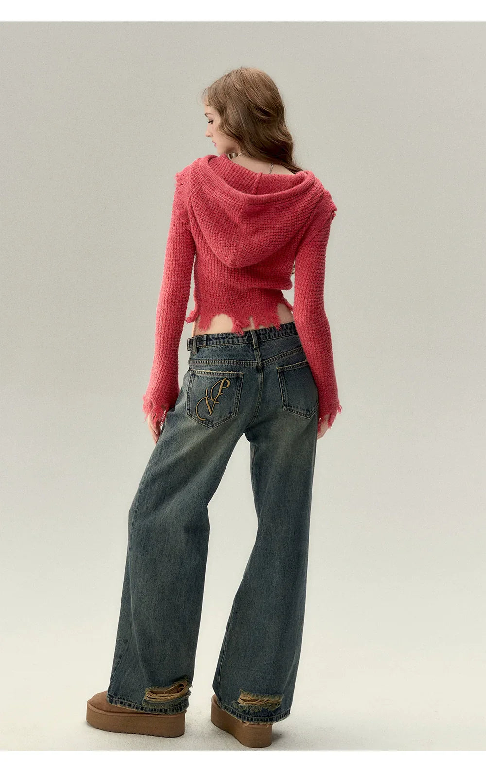 Fringe Waffle-Knit Cardigan