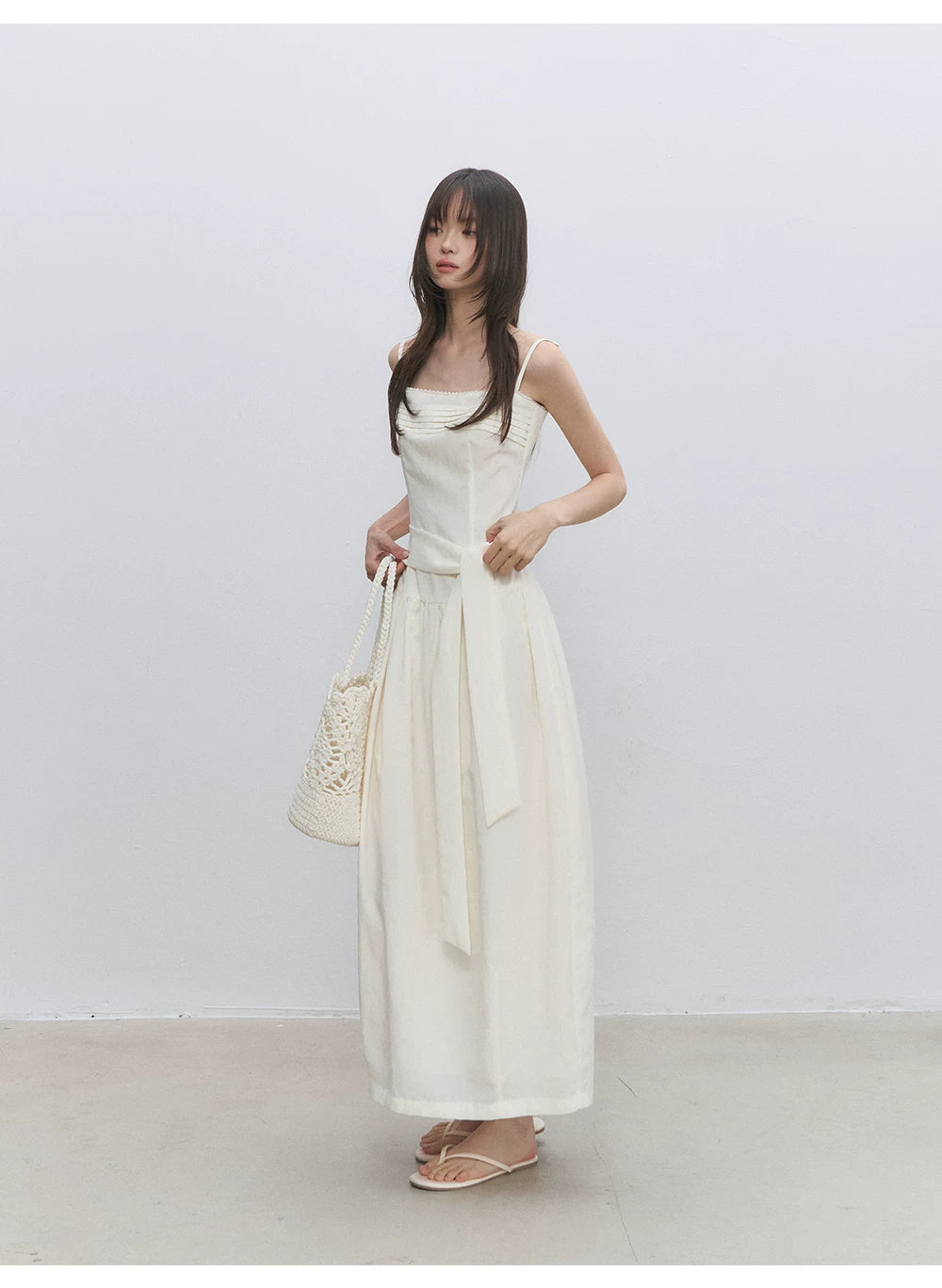 Pleated Tie Cami Dress