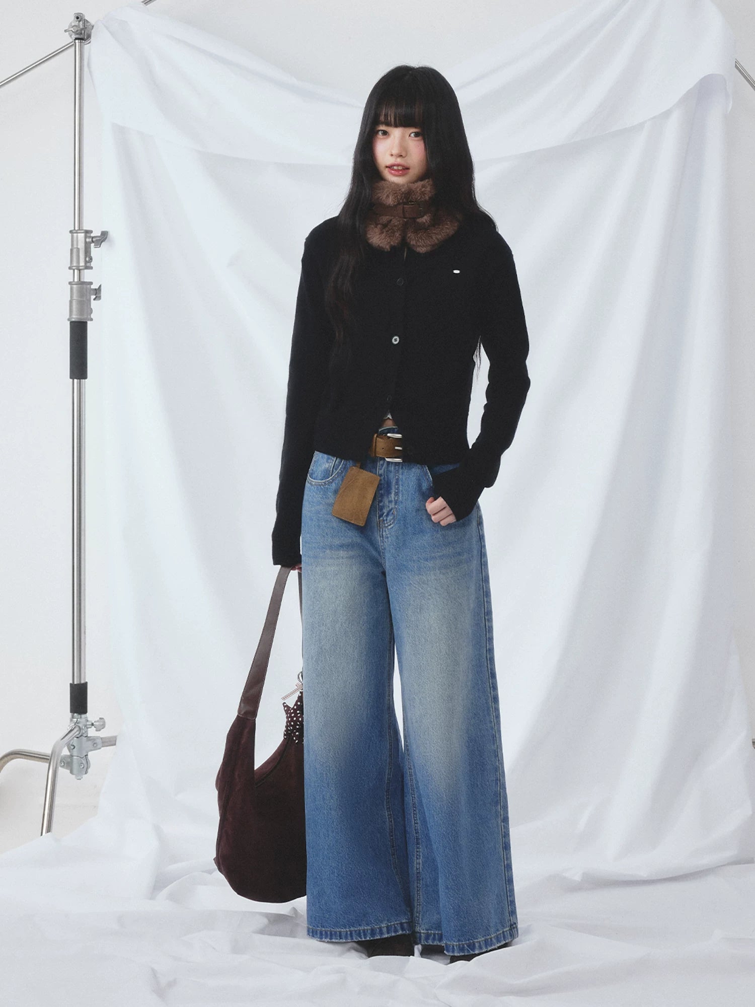 Blue High Waist Wide Jeans