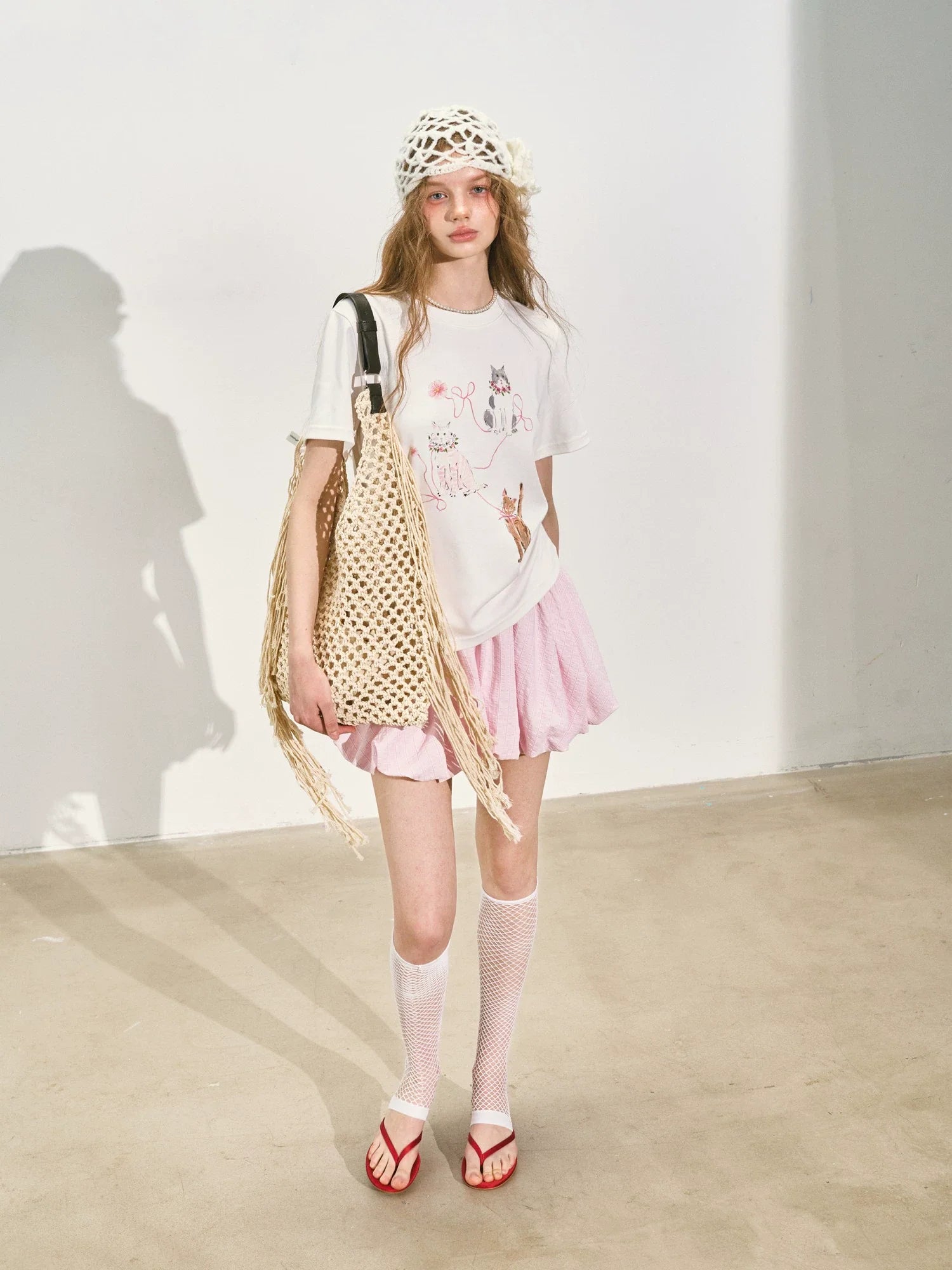 A-Line Bubble Pleated Short Skirt