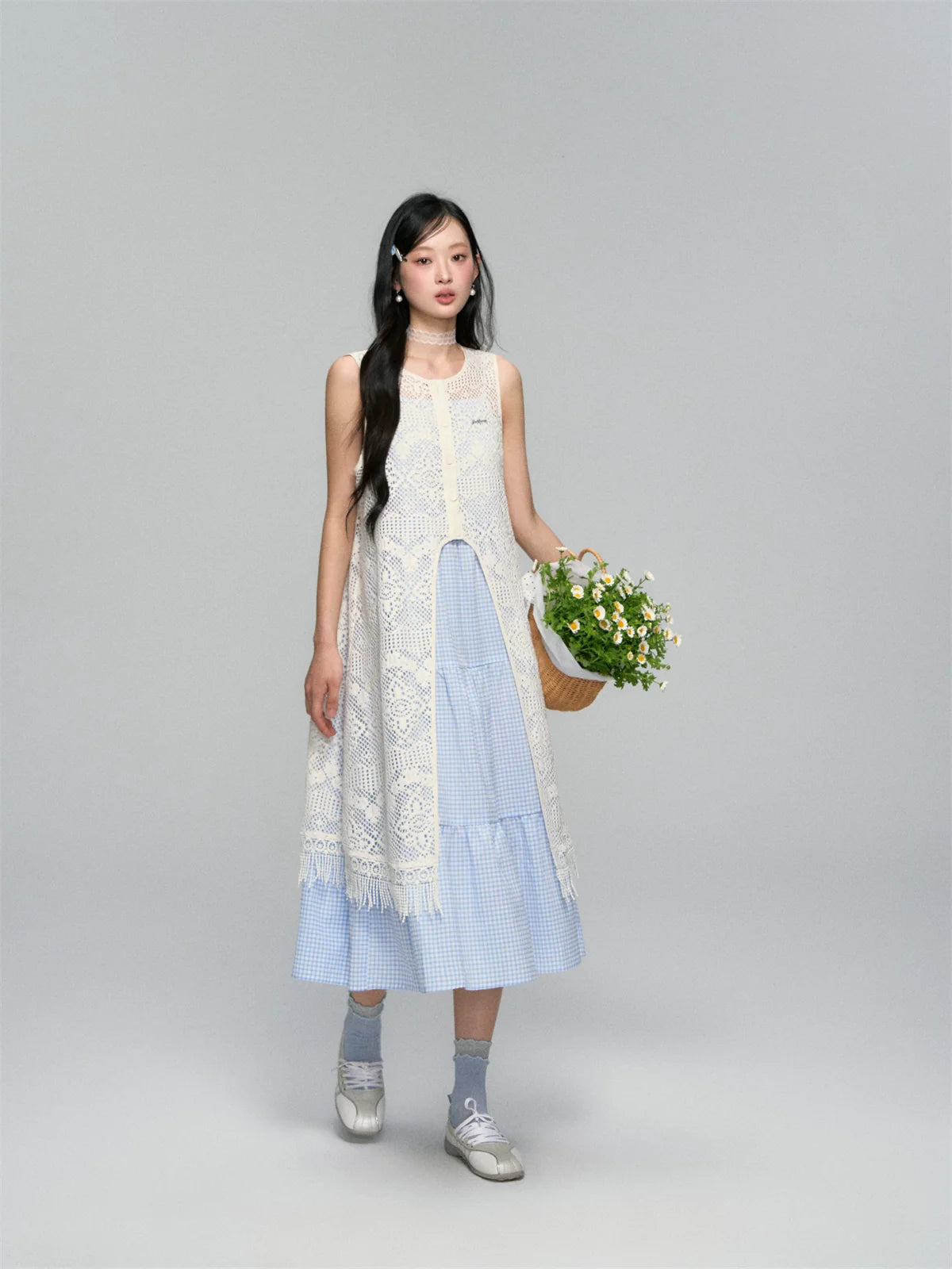 Tassel Contrast Color Dress Set