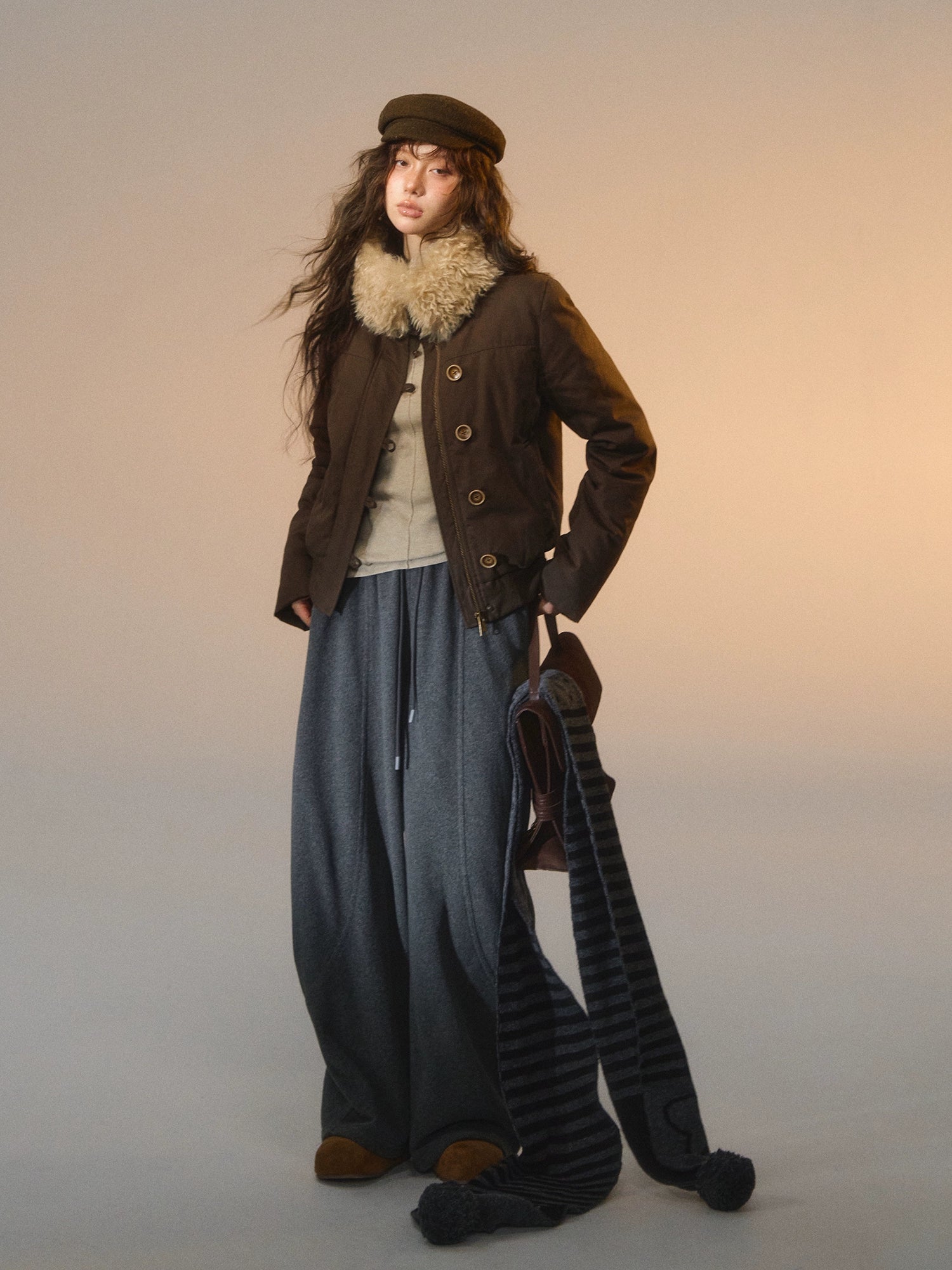 Detachable Fur Collar Fitted Down Jacket