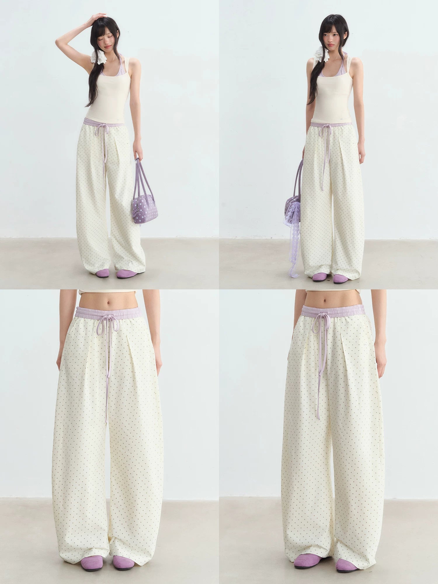 Apricot Star Printed Wide-Leg Pants