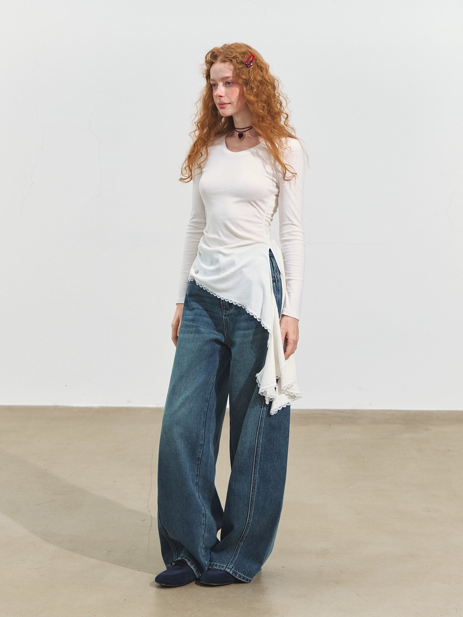 Sweetheart Neck Asymmetric Ruched Top