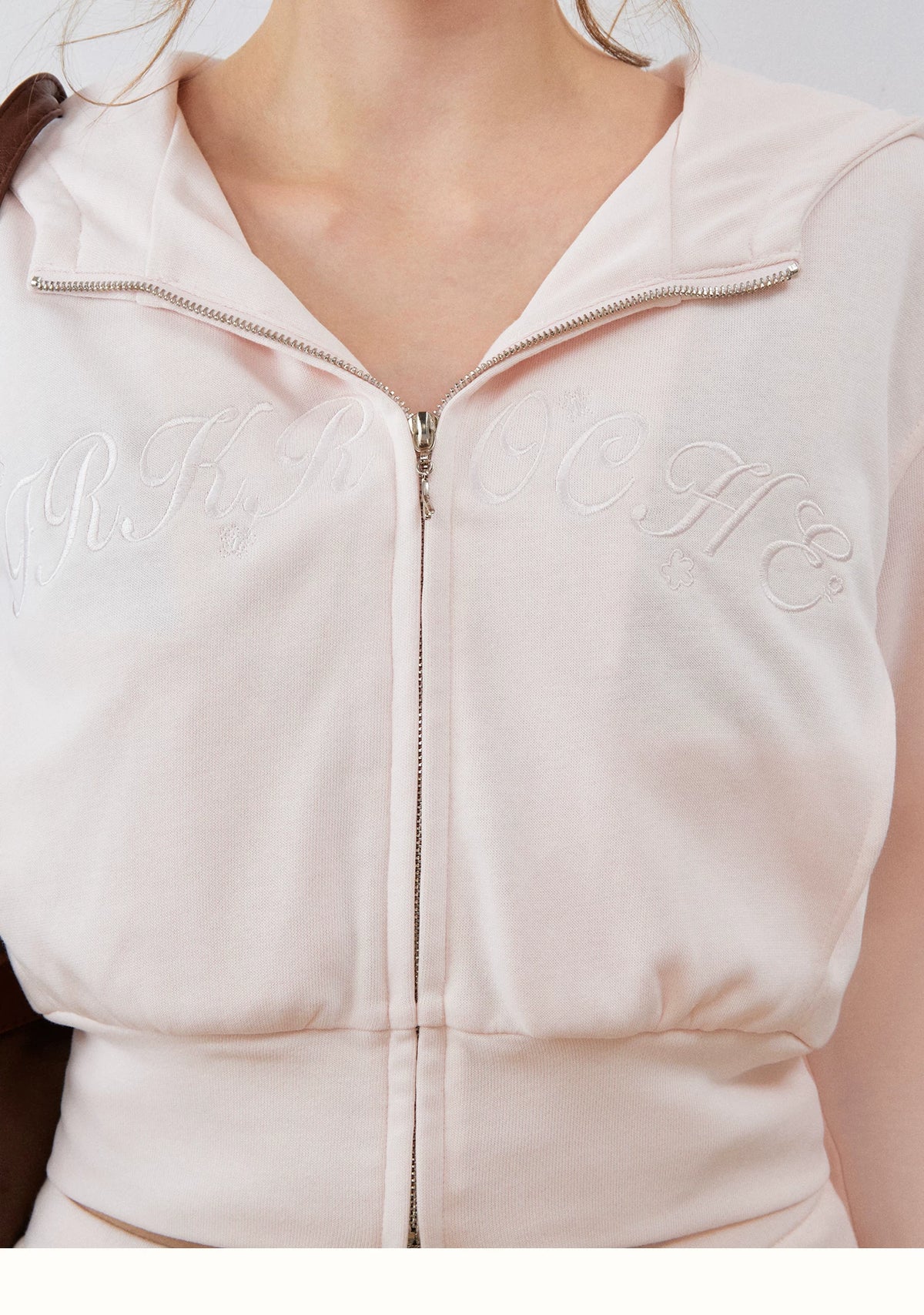 Contrast Embroidered Zip Hoodie & Skirt Set