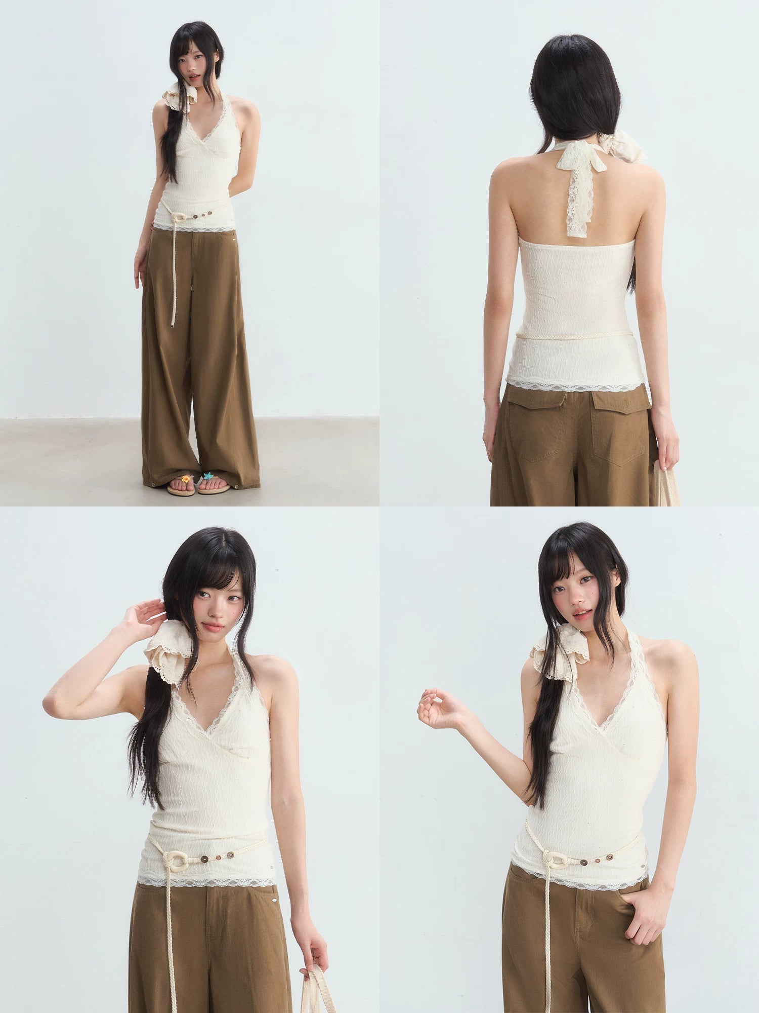 Lace Halter Backless Top & Pants Set