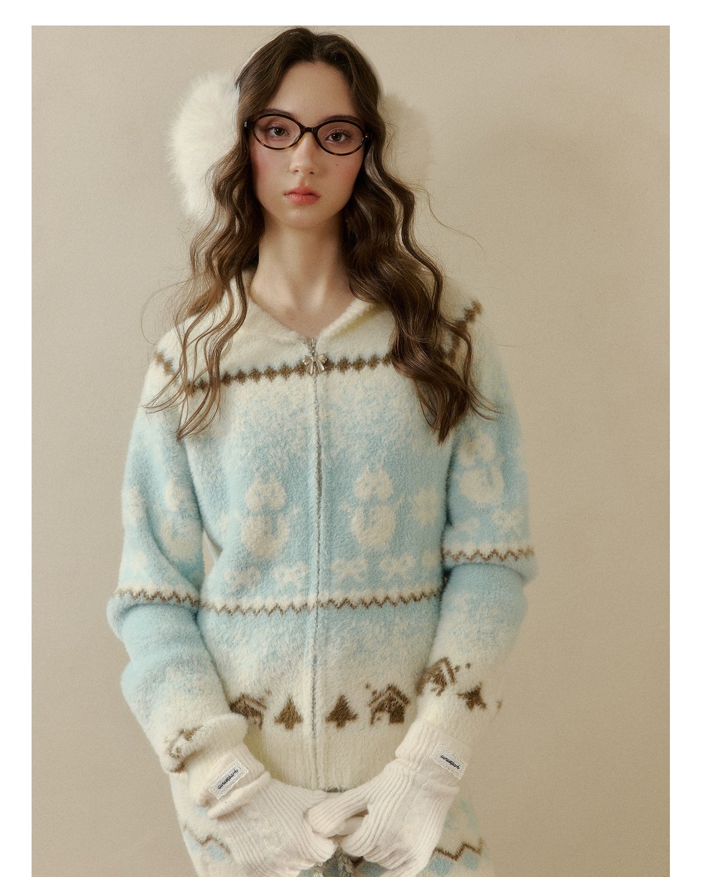 "Snowfall Minka" Fair Isle Mink Knit Sweater & Skirt Set