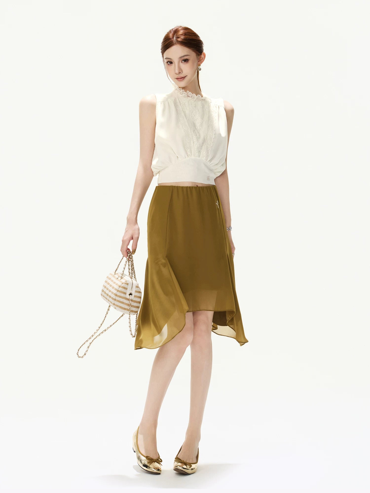 Chiffon A-Line Midi Skirt