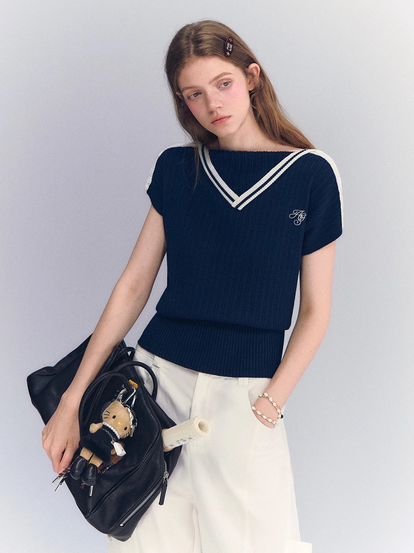 Contrast Knit Top