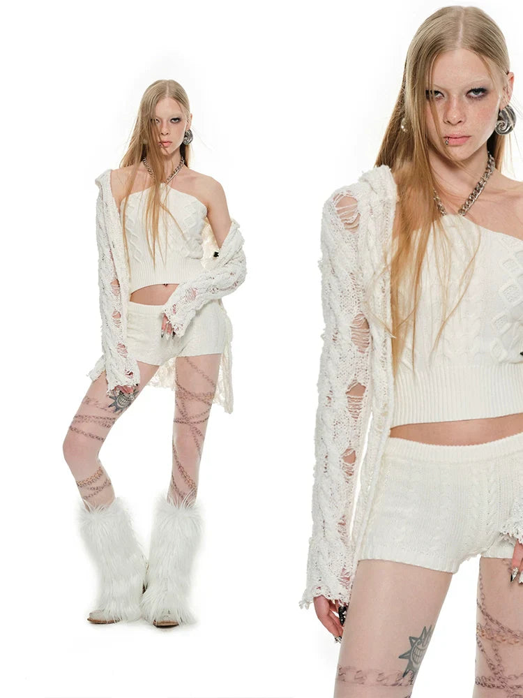 Black & White Chain Knit Tube Top