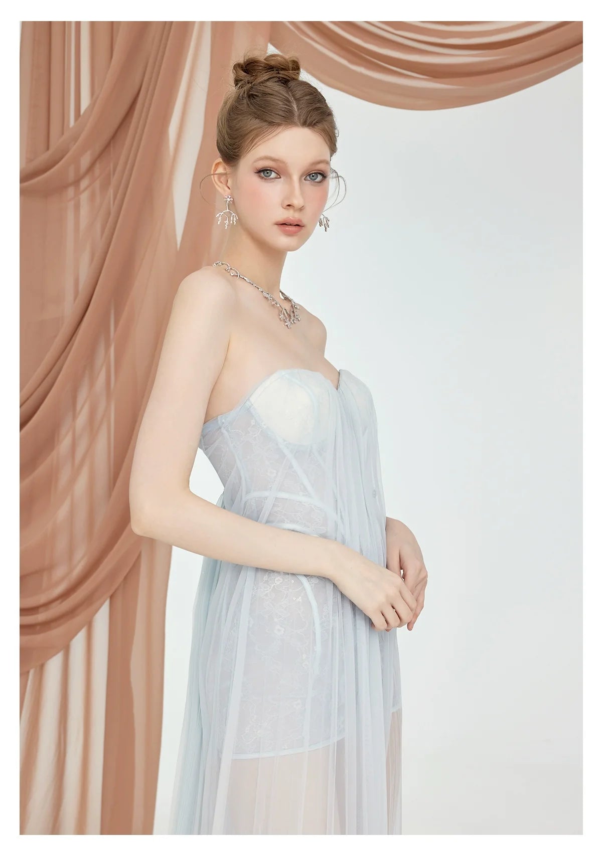 Thea Strapless Mesh Backless Dress