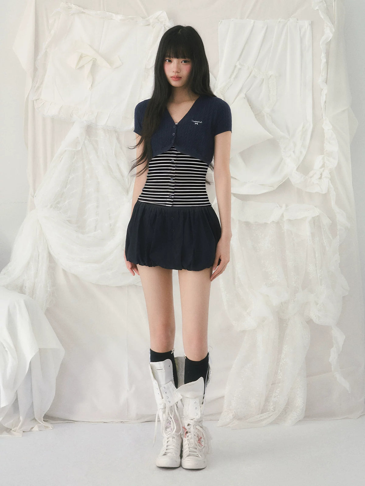 Color-Blocked Knit Two-Piece Top