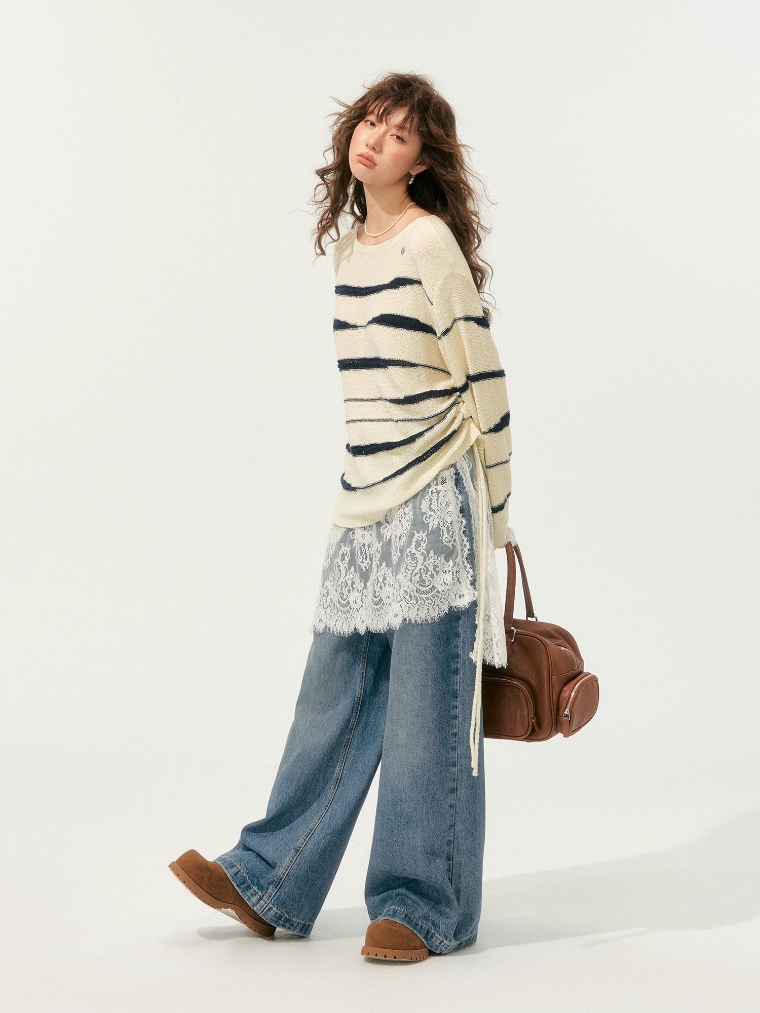 Color-Block Irregular Striped Soft Sweater