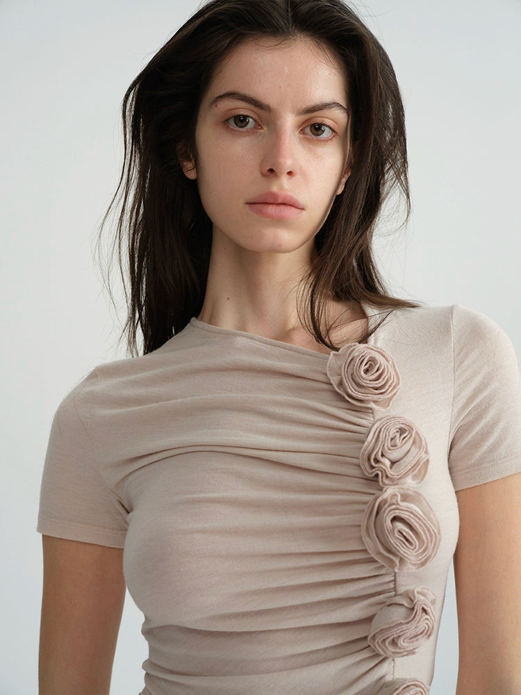 Purple Gray Handmade Flower Top