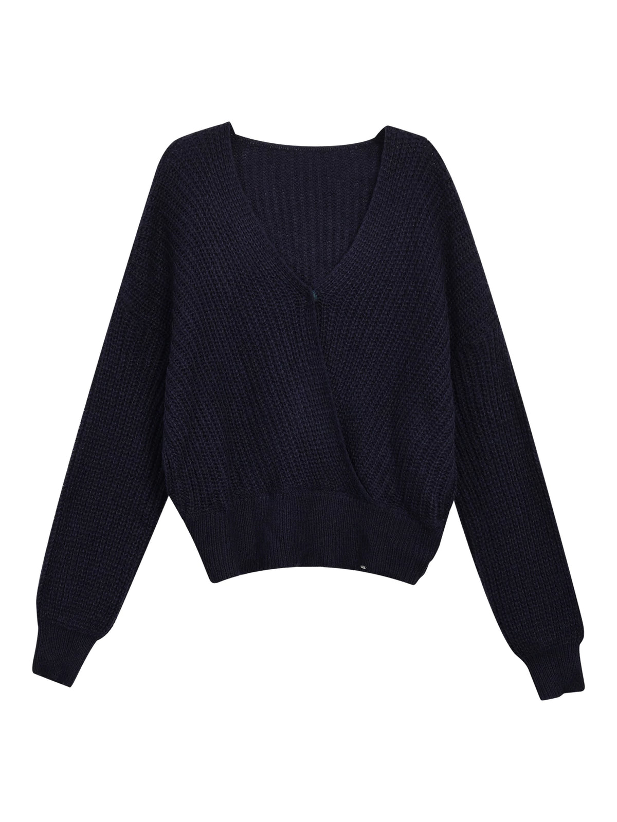 Oversized Deep V-Neck Wool Knit Sweater
