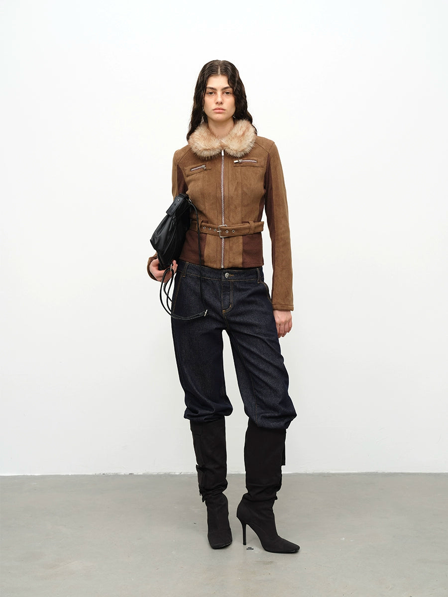 Brown Fur Collar Jacket