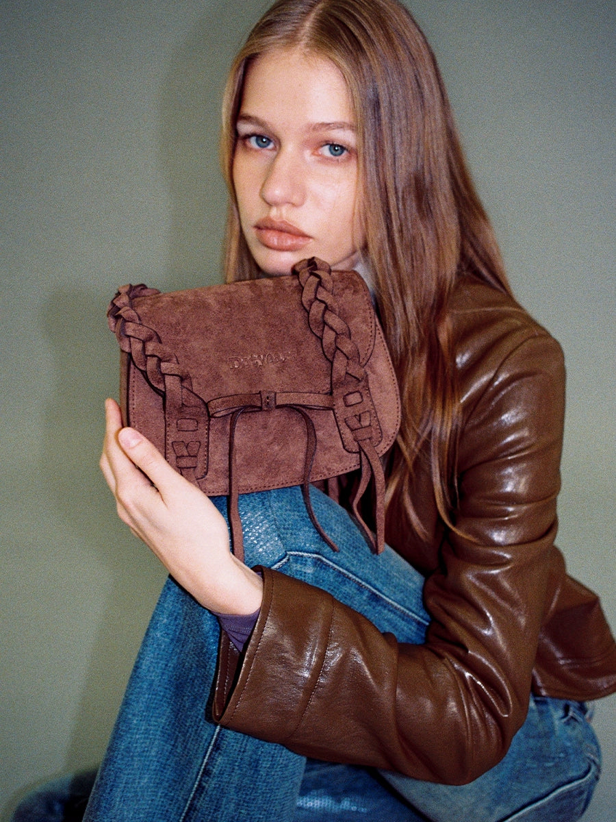 Suede Braided Handle Mini Bag