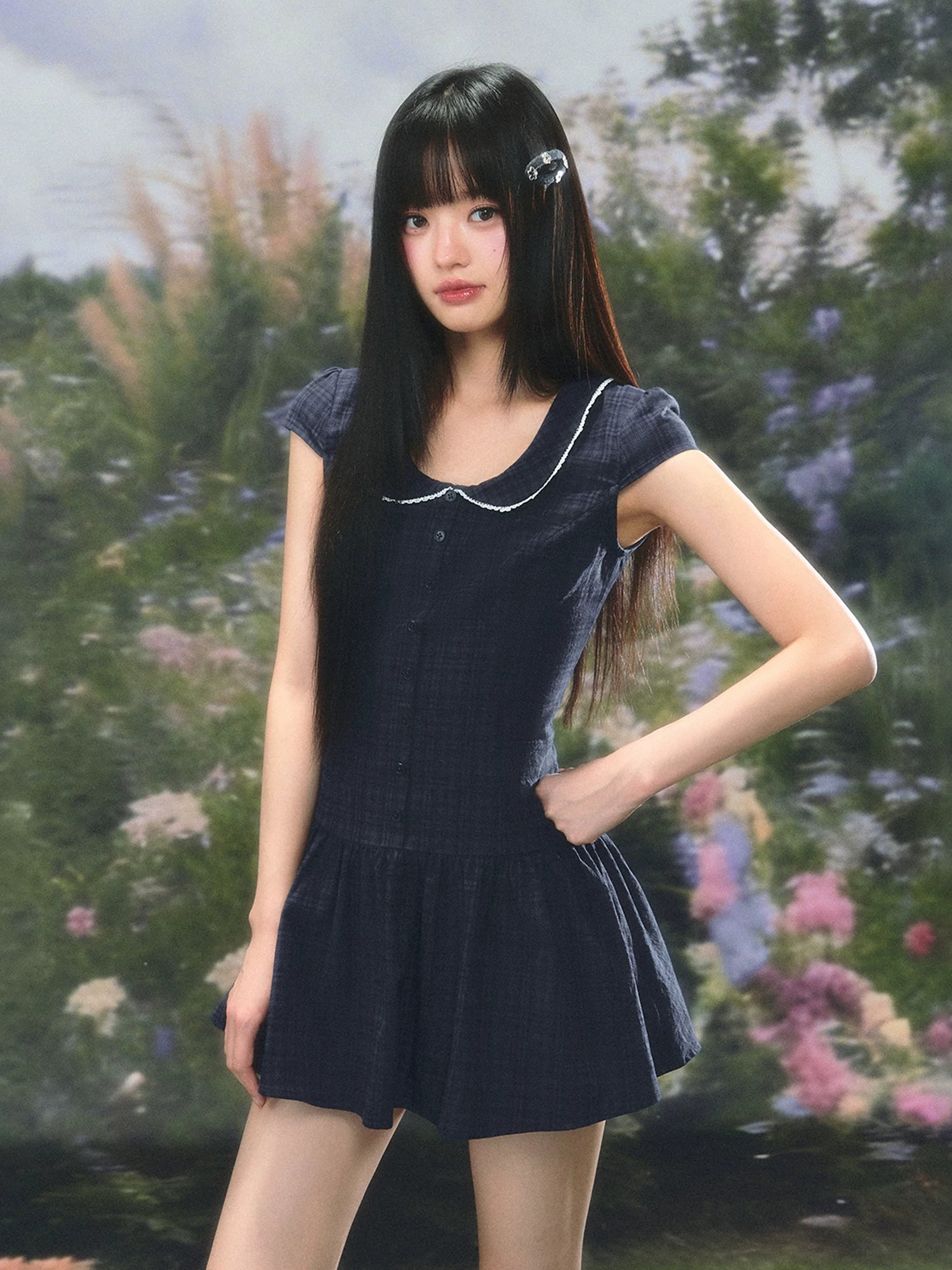Plaid Collar A-Line Dress