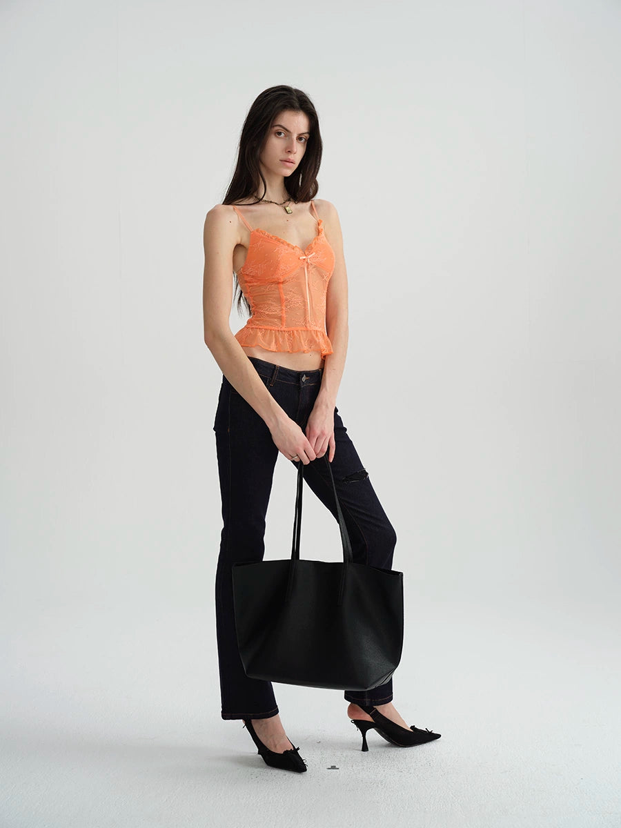 Dual-Tone Lace Trim Cami