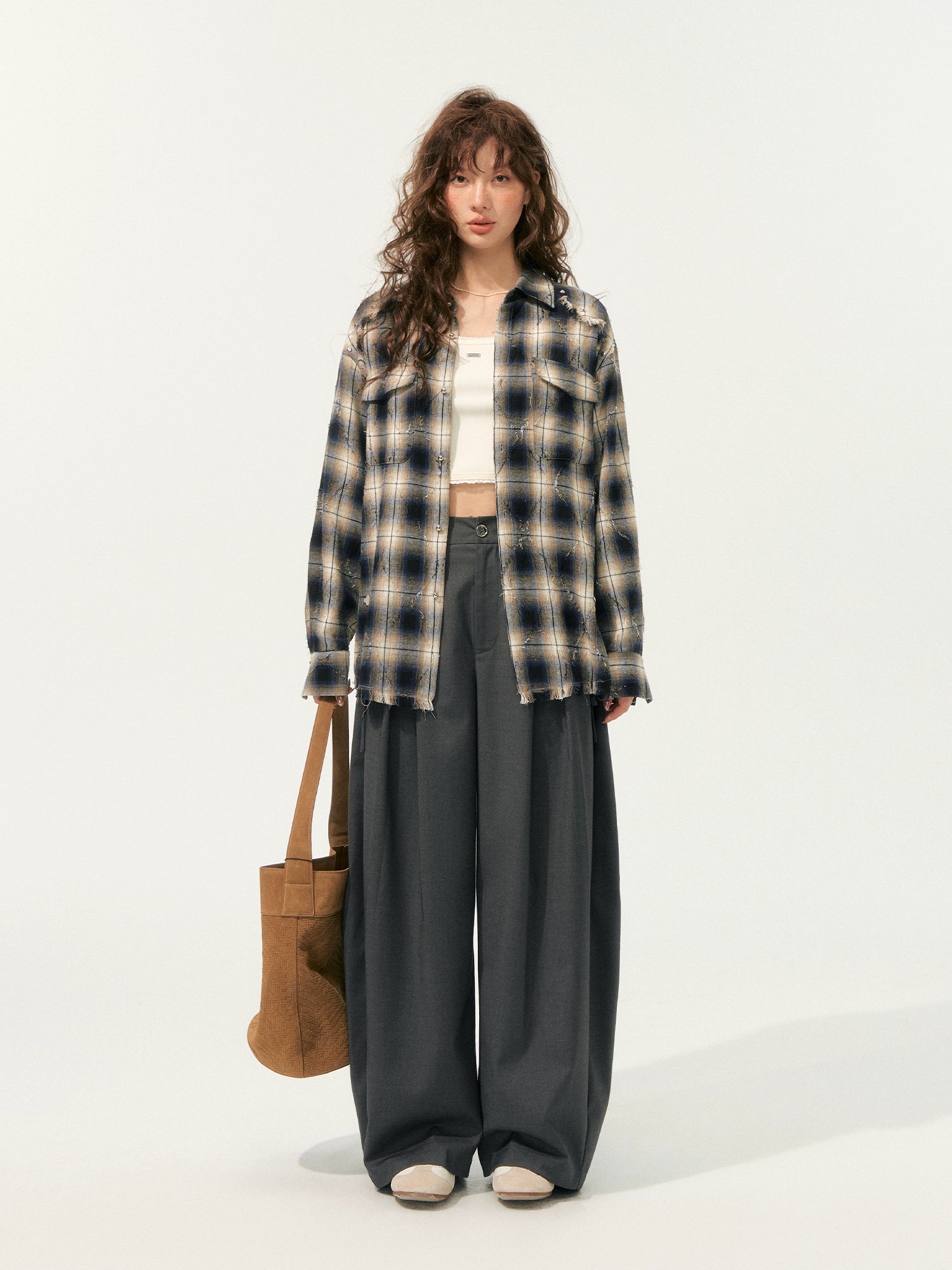 American-Style Wide-Leg Draped Scimitar Pants