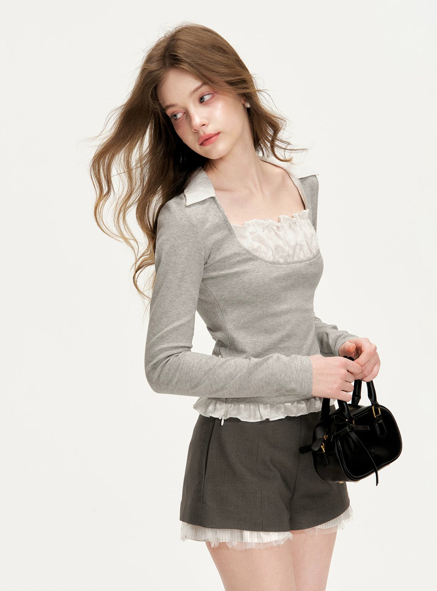 Faux-Layer Lace T-shirt