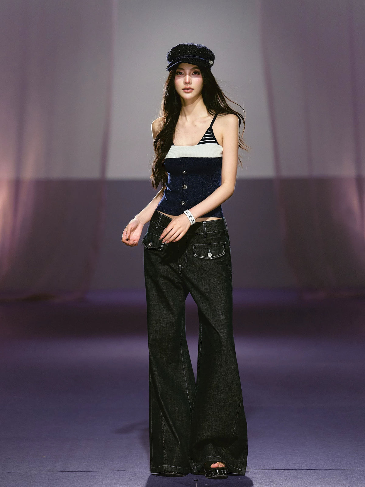 Wide-Leg Denim Trousers