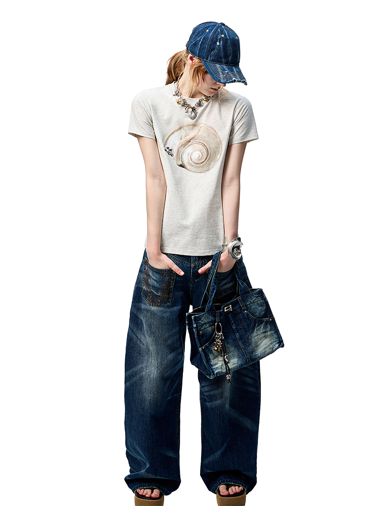 Vintage Wash Detachable Knife Denim Skirt Pants