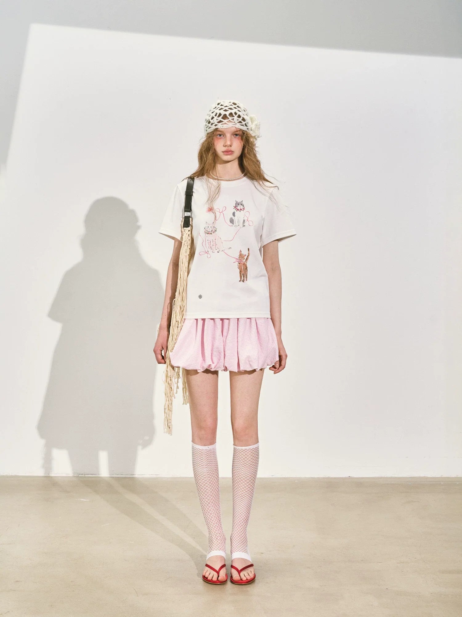 A-Line Bubble Pleated Short Skirt