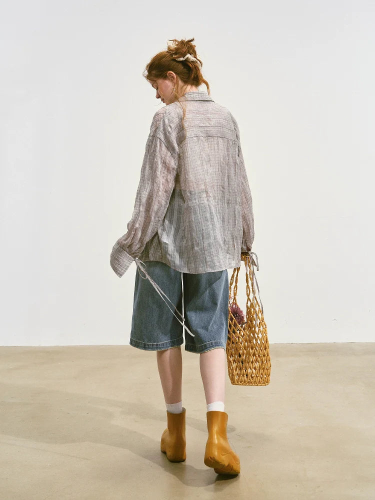 Plaid Sheer Mesh Shirt Jacket