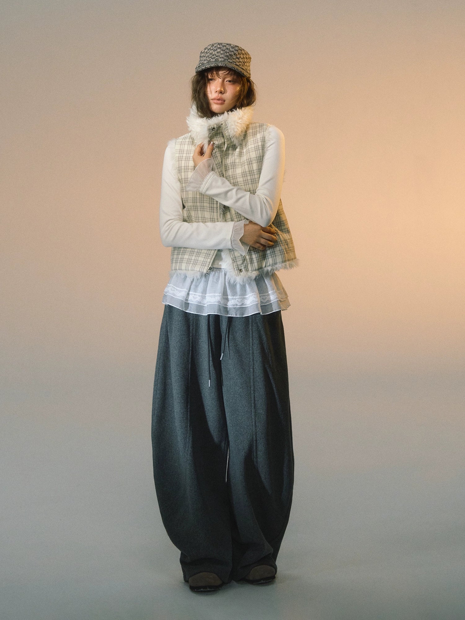 Fleece Curved-Leg Relaxed Pants